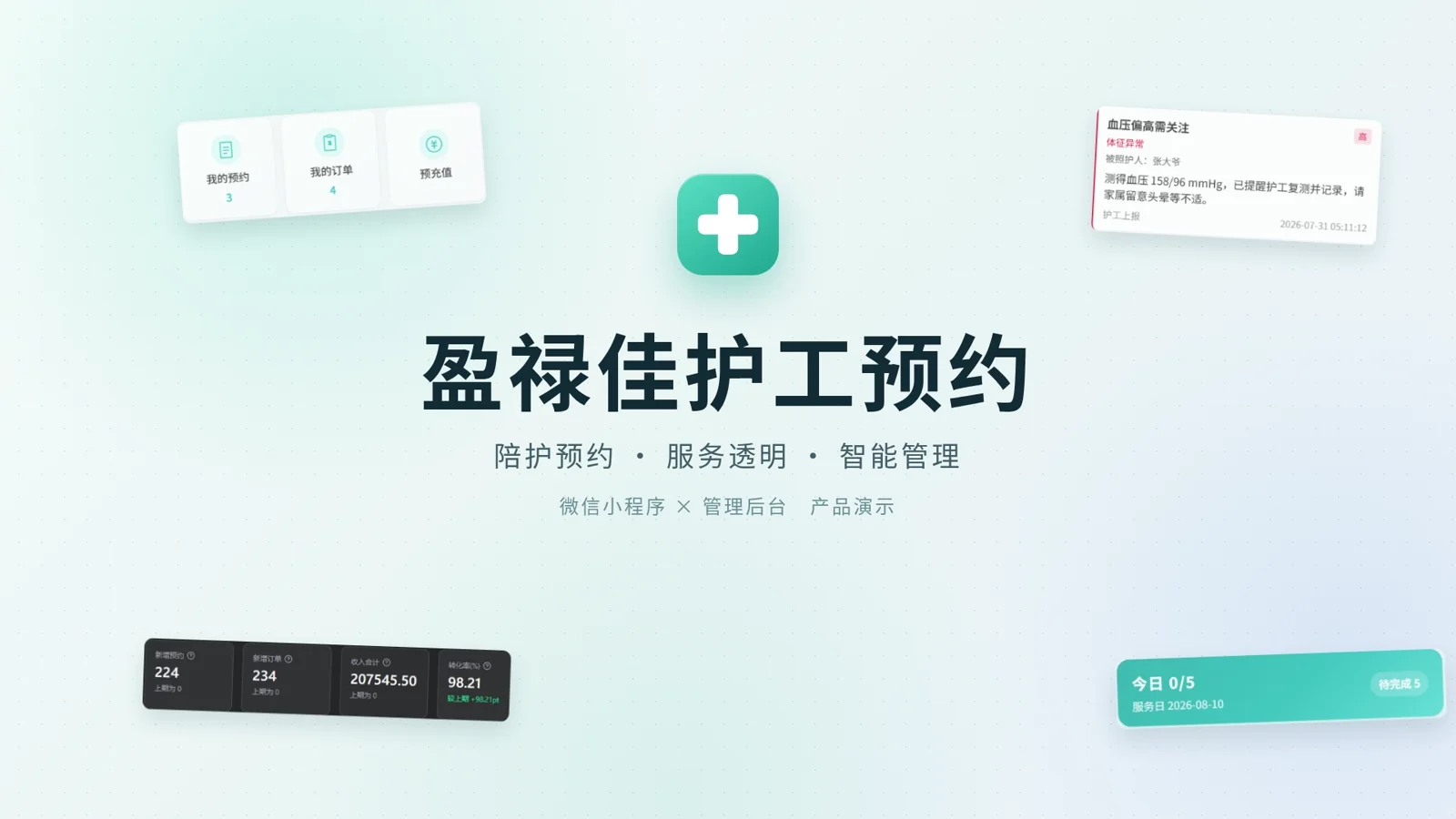 盈禄佳 · 护工预约与服务协同